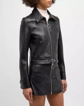 Кожаная косуха с пряжкой Courreges, цвет Black