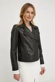 Кожаная косуха Sisley, черный