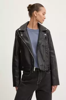 Кожаная куртка Abercrombie & Fitch, черный