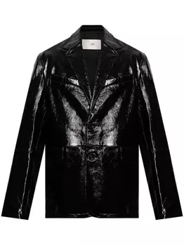 Кожаная куртка AMI Paris, черный