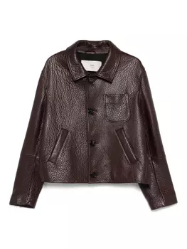 Кожаная куртка AMI Paris, коричневый