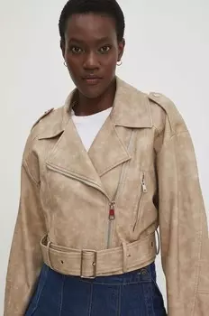 Кожаная куртка Answear Lab, бежевый