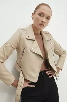 Кожаная куртка Answear Lab, бежевый