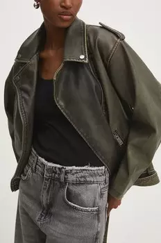 Кожаная куртка Answear Lab, зеленый