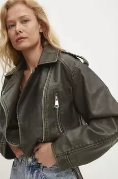 Кожаная куртка Answear Lab, зеленый