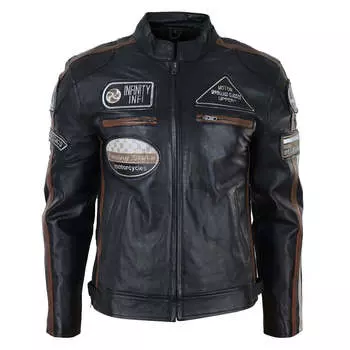 Кожаная куртка байкера на молнии TruClothing, черный