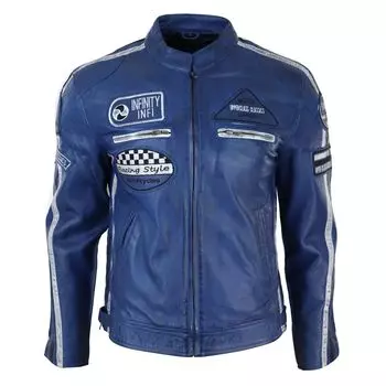 Кожаная куртка байкера на молнии TruClothing, синий