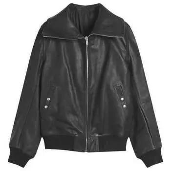 Кожаная куртка-бомбер Blixa Dracucollar Rick Owens, черный