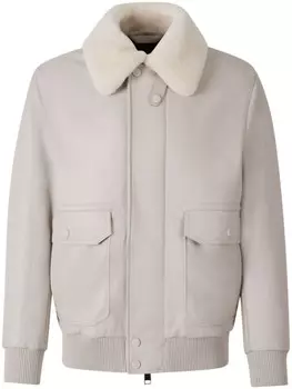 Кожаная куртка-бомбер Brioni, нейтральный цвет