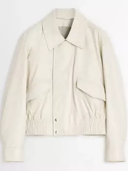 Кожаная куртка-бомбер LEMAIRE, белый