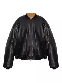 Кожаная куртка-бомбер на молнии VETEMENTS, черный
