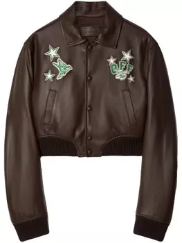 Кожаная куртка-бомбер Off-White, черный