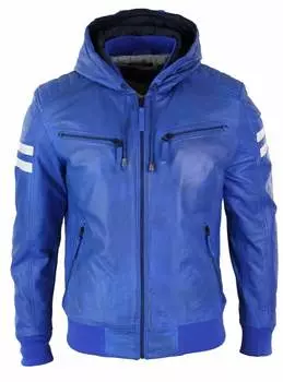 Кожаная куртка-бомбер с капюшоном, красная TruClothing