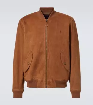 Кожаная куртка-бомбер с логотипом Polo Ralph Lauren, Country Brown