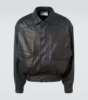 Кожаная куртка-бомбер Saint Laurent, нуар