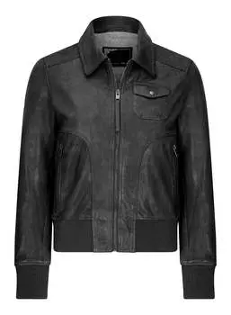 Кожаная куртка-бомбер TruClothing, черный