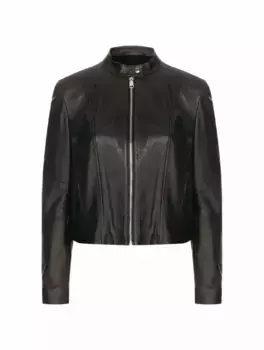 Кожаная куртка BOSS, черный