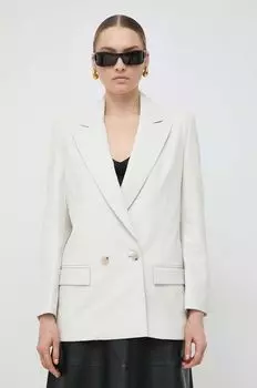 Кожаная куртка Boss, серый