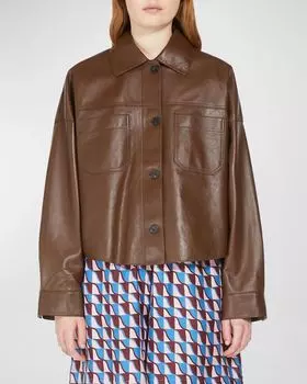 Кожаная куртка Buono свободного кроя Weekend Max Mara, цвет Tobacco