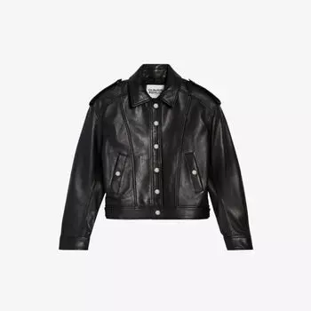 Кожаная куртка Caillou с погонами на пуговицах Claudie Pierlot, цвет noir / gris