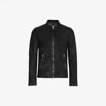 Кожаная куртка Cora прямого кроя с застежкой-молнией на воротнике Allsaints, черный