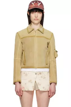 Кожаная куртка для одиночных поездок Open Yy, бежевый