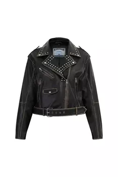 Кожаная куртка DreiMaster Im Biker Stil, черный