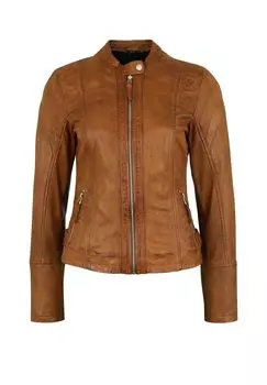 Кожаная куртка Elly в модном образе 7eleven, цвет Cognac