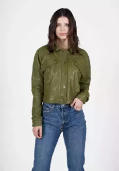 Кожаная куртка Freaky Nation "Natural Star", зеленый