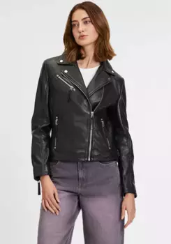 Кожаная куртка Gipsy "GW Pasanim в байкерском стиле, асимметричная молния, регулируемые бретели, черный
