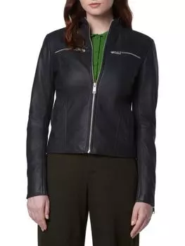 Кожаная куртка-гонщик Andrew Marc с длинными рукавами gretta, черный