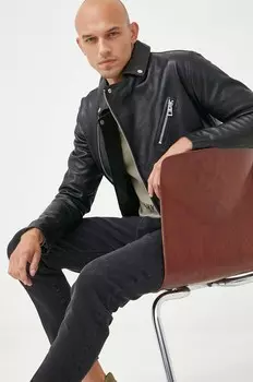 Кожаная куртка Guess, черный