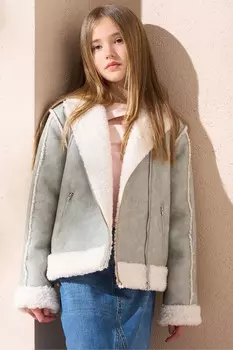 Кожаная куртка Halle из искусственного меха Angel & Rocket, серый