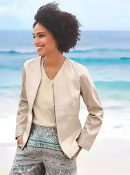 Кожаная куртка Heine, без капюшона, слоновая кость