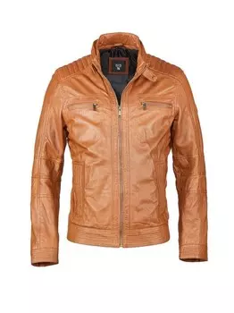 Кожаная куртка His, коричневый