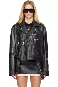 Кожаная куртка Hollywood cropped jumbo bauhaus stooges Rick Owens, черный
