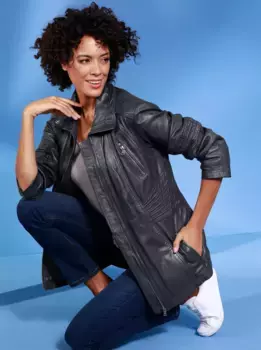 Кожаная куртка Inspirations, без капюшона Inspirationen, цвет морской волны