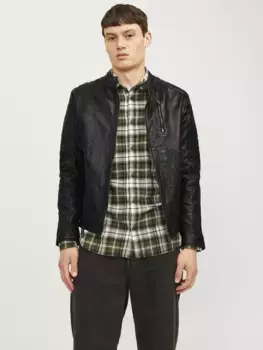 Кожаная куртка Jack & Jones "JJERICCHARD LEATHER JACKET NOOS", черный
