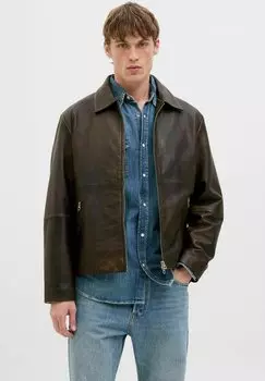 Кожаная куртка Jack & Jones, коричневый