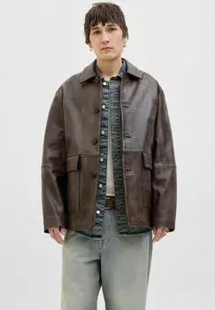 Кожаная куртка Jack & Jones, коричневый