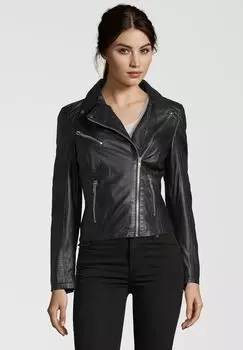 Кожаная куртка Эмилия в стильном дизайне 7eleven, черный