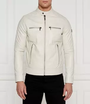Кожаная куртка Karl Lagerfeld Regular Fit, экрю