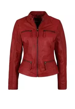 Кожаная куртка Катерина в байкерском стиле 7eleven, красный