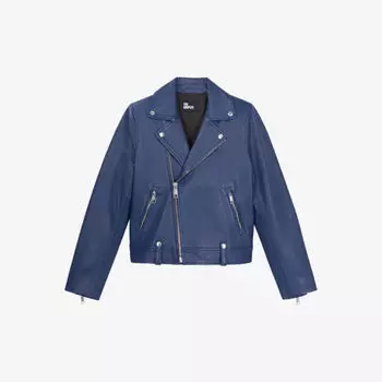 Кожаная куртка классического кроя с воротником The Kooples, темно-синий