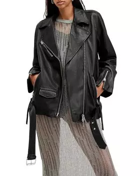 Кожаная куртка-косуха большого размера Billie ALLSAINTS, черный