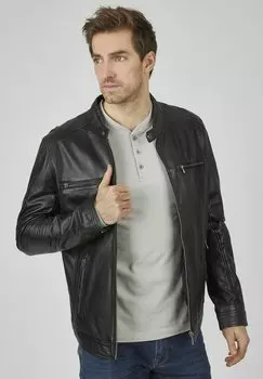 Кожаная куртка LEATHER JACKET WITH SNAP bugatti, цвет schwarz