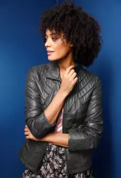 Кожаная куртка Mainpol, без капюшона, антрацит