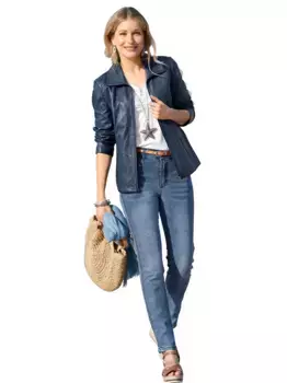 Кожаная куртка Mainpol, без капюшона, голубой