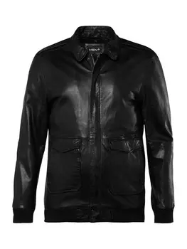 Кожаная куртка Men Plus, черный