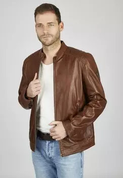 Кожаная куртка MIT SCHULTERSTEPPUNG bugatti, цвет cognac